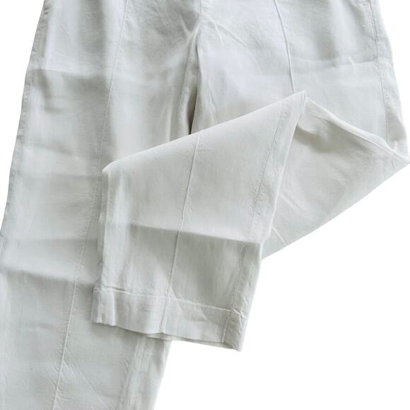 Vince High Waist Taper Crop Pant White Size XS Lined Relaxed Leg Elastic Waist - Picture 4 of 11